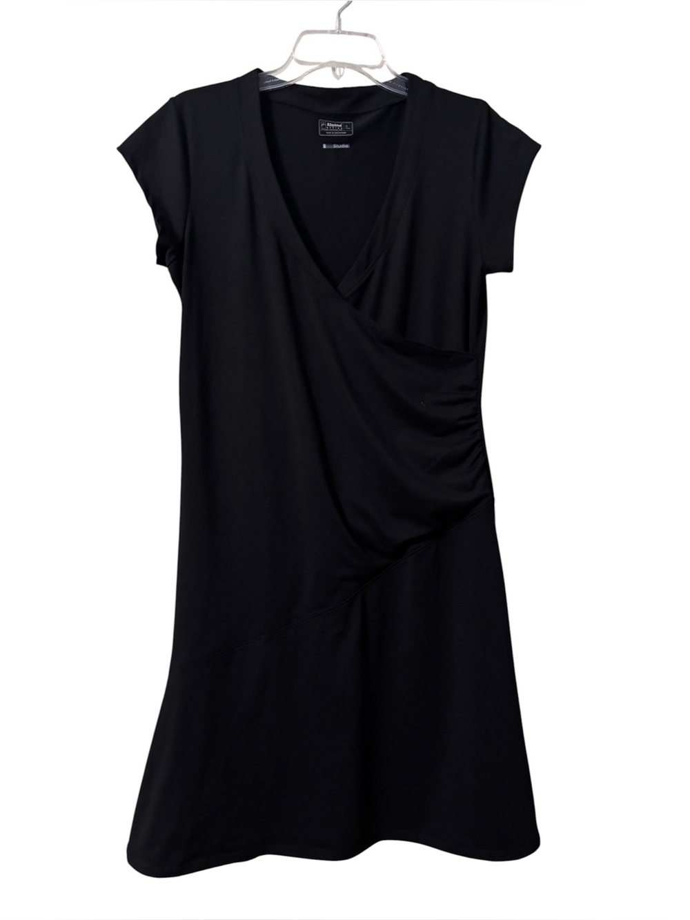 Alpine Design Studio Outdoor Adventure Gear Black V-Neck Faux Wrap-Style Dress L